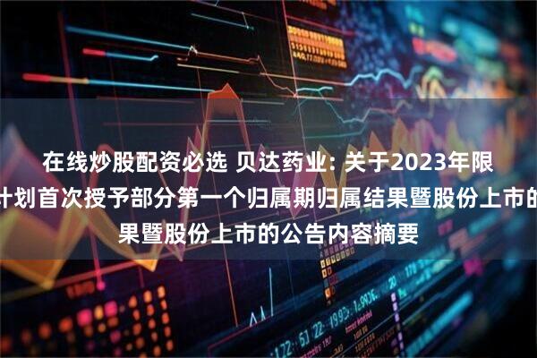 在线炒股配资必选 贝达药业: 关于2023年限制性股票激励计划首次授予部分第一个归属期归属结果暨股份上市的公告内容摘要